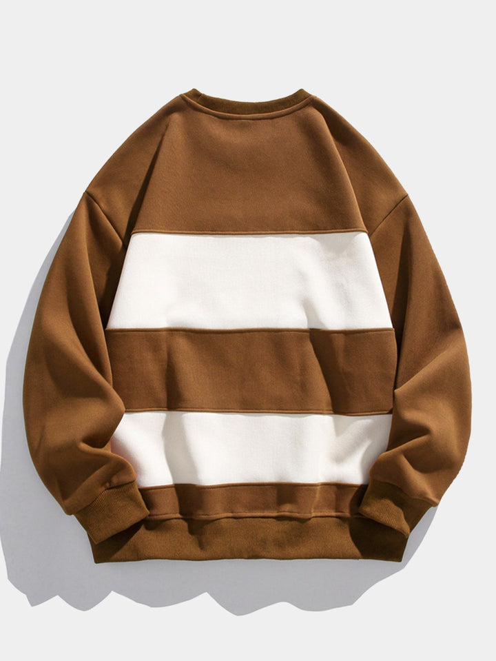 Men's Color Block Crew Neck Sweatshirt – Relaxed Fit Pullover