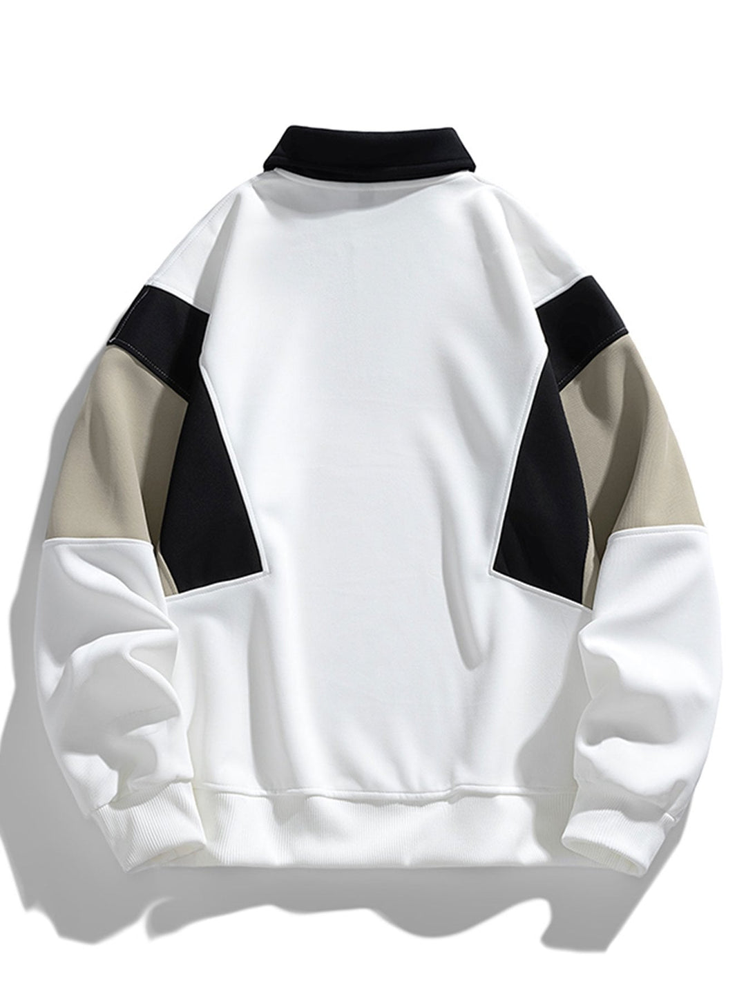 Men's Color Block Polo Sweatshirt – Relaxed Fit Long Sleeve