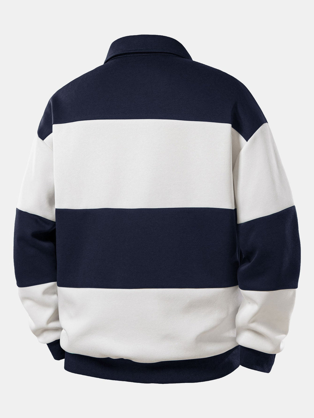 Men's Color Block Polo Sweatshirt – Relaxed Fit Striped Pullover