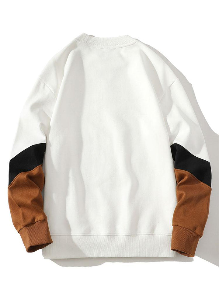 Men's Colorblock Crew Neck Sweatshirt – Relaxed Fit Casual Pullover