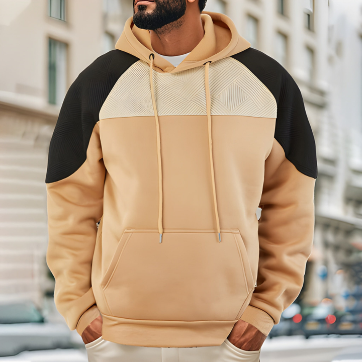 Men's Colorblock Hoodie – Oversized Fit Streetwear - Khaki