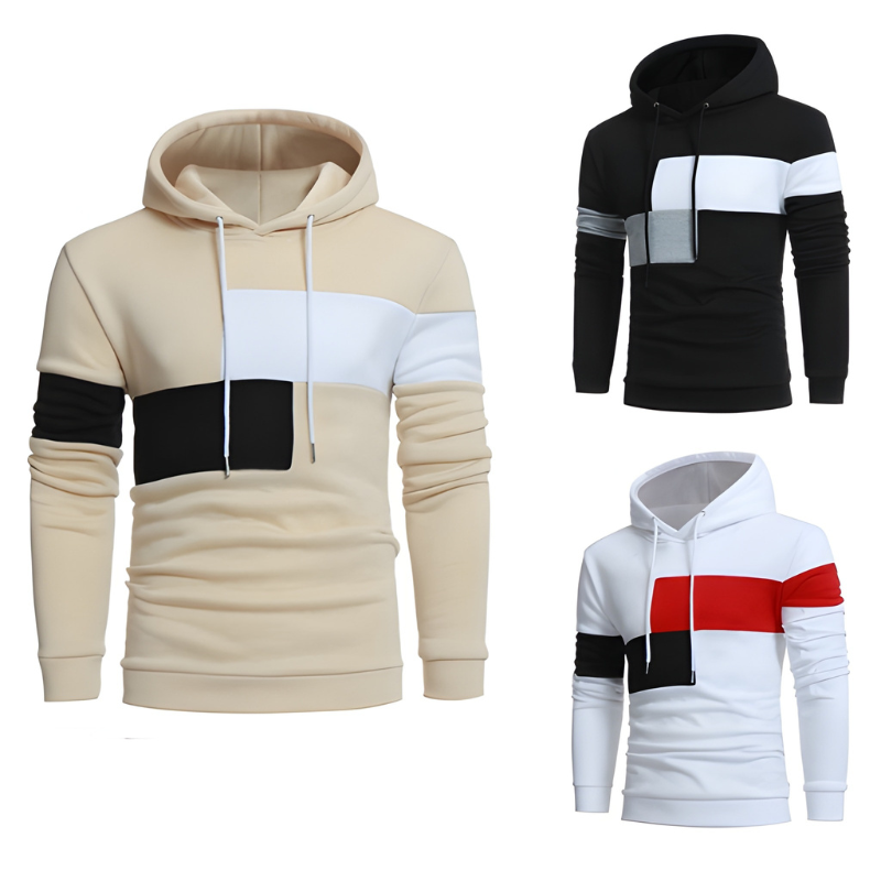 Men's Colorblock Hoodie Sweater - Warm Casual Streetwear