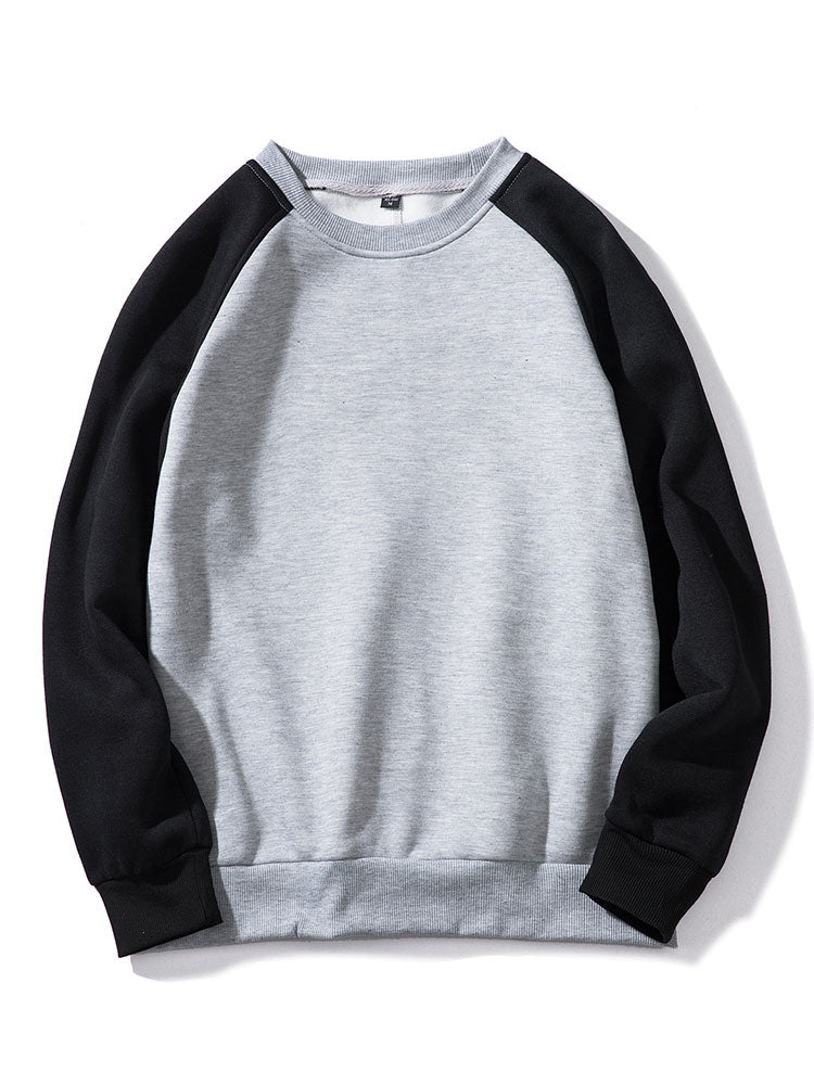 Men's Colorblock Raglan Sweatshirt – Relaxed Fit Crew Neck - Black/Grey