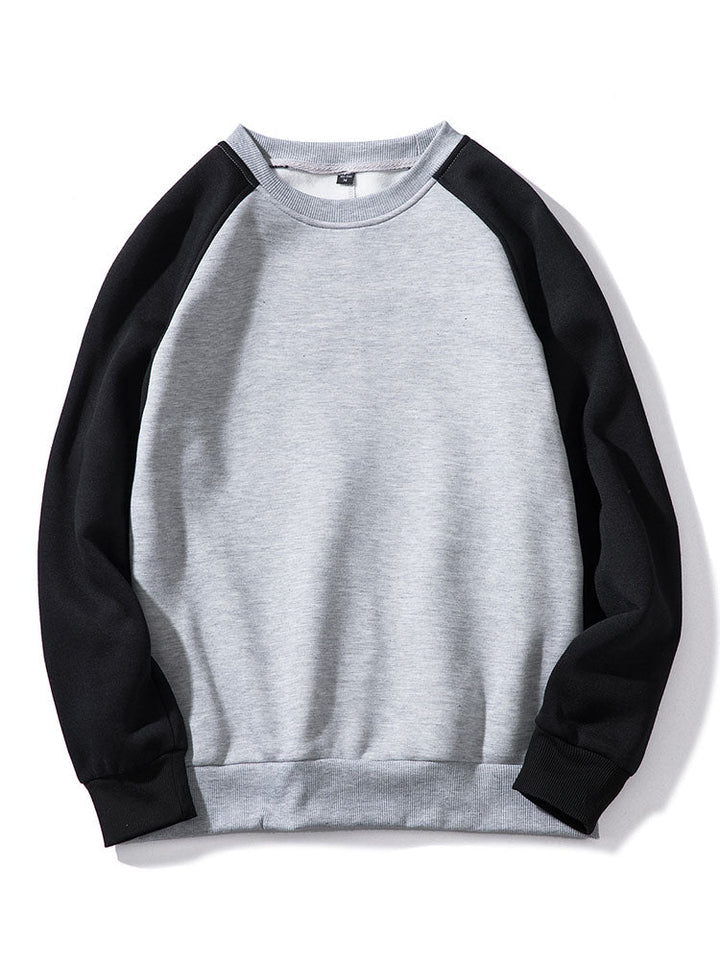 Men's Colorblock Raglan Sweatshirt – Relaxed Fit Crew Neck - Black/Grey