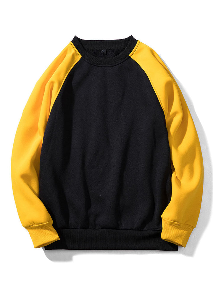 Men's Colorblock Raglan Sweatshirt – Relaxed Fit Crew Neck - Yellow/Black