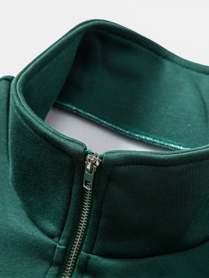 Men's Colour Block Quarter-Zip Sweatshirt - Relaxed Fit