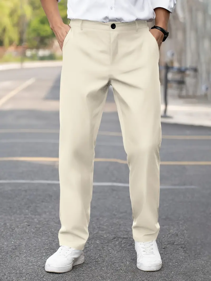 Men's Comfort Fit Casual Chinos - Versatile Everyday Pants - Apricot