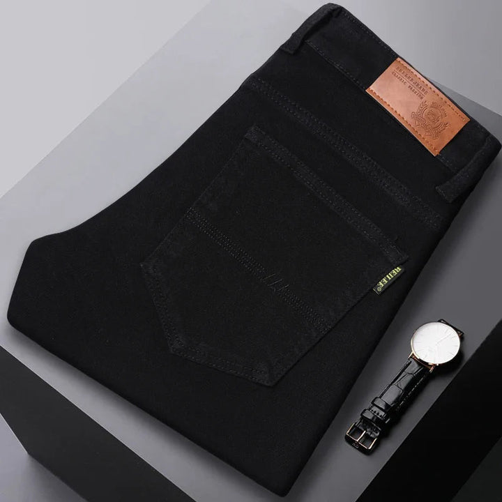 Men's Comfort Fit Denim Jeans - Classic Five-Color Selection - Black