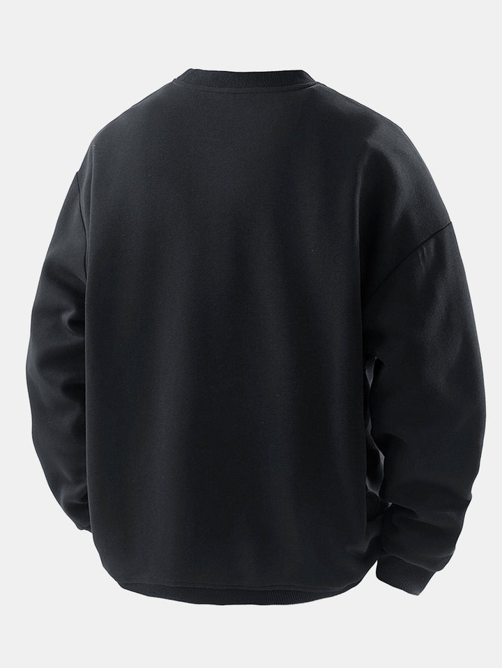 Men's Contrast Chest Pocket Crew Neck Sweatshirt – Relaxed Fit