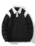 Men's Contrast Polo Collar Sweatshirt – Relaxed Fit Pullover