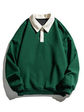 Men's Contrast Polo Collar Sweatshirt – Relaxed Fit Pullover