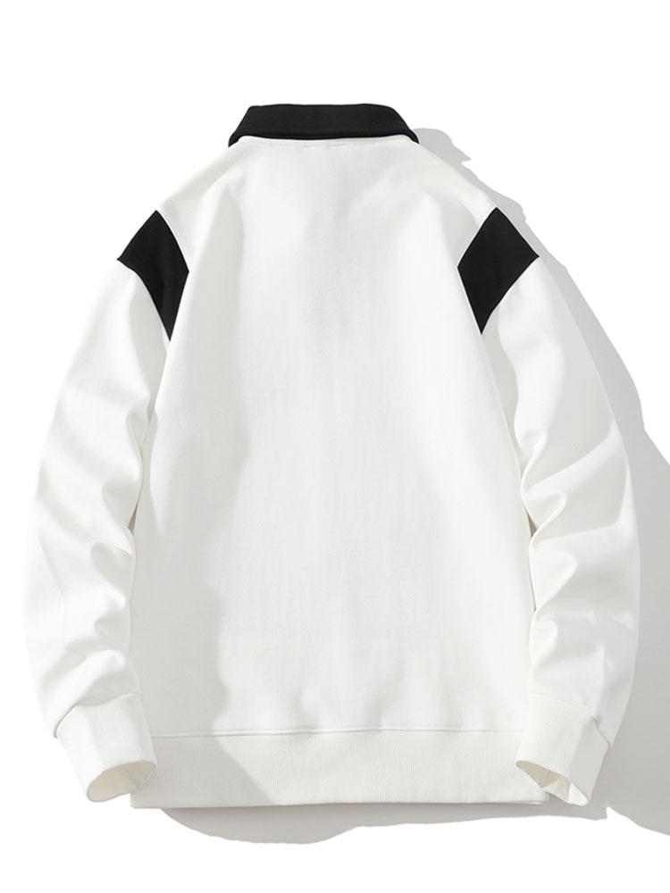 Men's Contrast Polo Collar Sweatshirt – Relaxed Fit Pullover