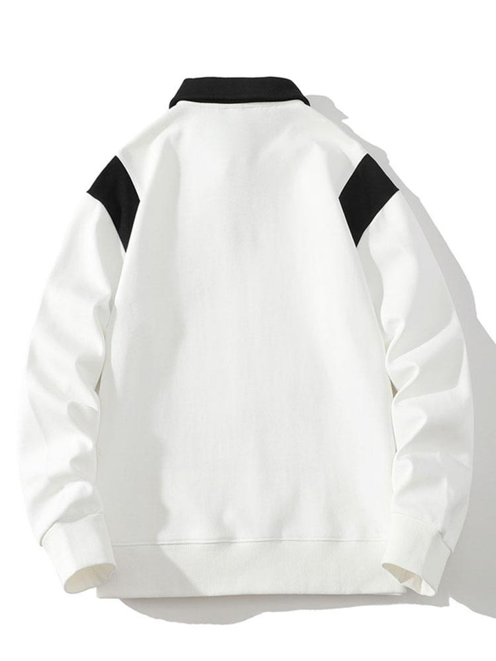 Men's Contrast Polo Collar Sweatshirt – Relaxed Fit Pullover