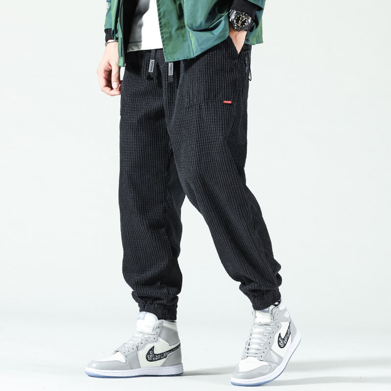 Men's Corduroy Cargo Pants - Relaxed Fit Classic - Black