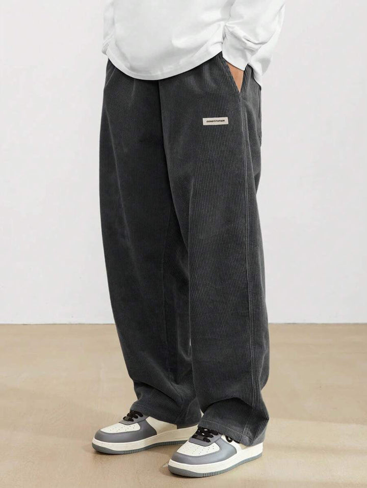 Men's Corduroy Pants - Loose-Fit Straight Leg - Black