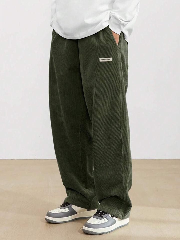 Men's Corduroy Pants - Loose-Fit Straight Leg - Charcoal