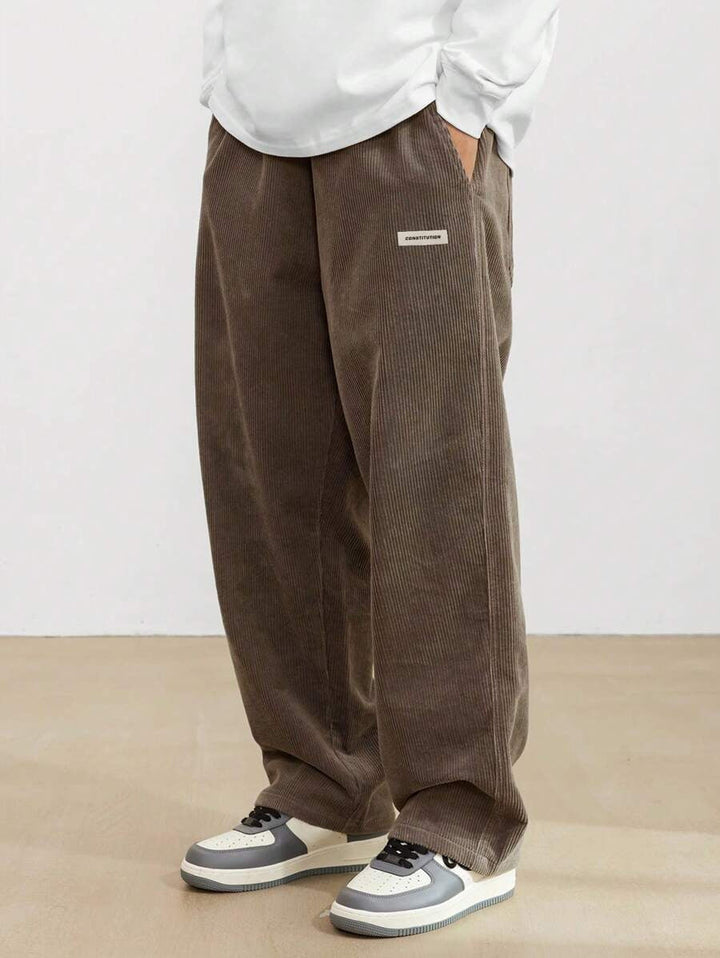 Men's Corduroy Pants - Loose-Fit Straight Leg - Green