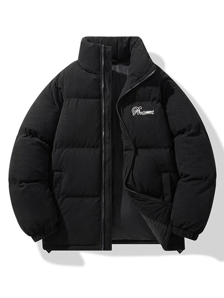 Men's Corduroy Puffer Jacket in black, Padded Winter Outerwear