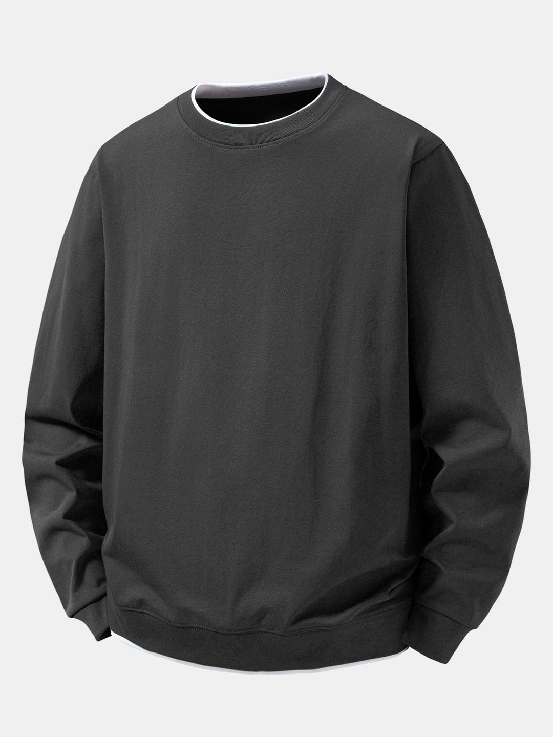 Men's Cotton Blend Layered Crew Neck Sweatshirt – Regular Fit - Grey