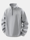 Men's Cotton Blend Quarter Zip Sweatshirt – Relaxed Fit Stand Collar
