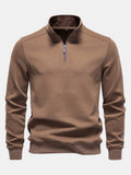 Men's Cotton Blend Quarter Zip Sweatshirt – Stand Collar Regular Fit
