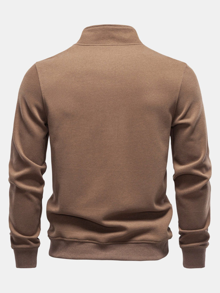Men's Cotton Blend Quarter Zip Sweatshirt – Stand Collar Regular Fit