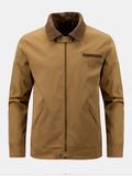 Men's Cotton Zip-Up Jacket with Corduroy Collar – Regular Fit