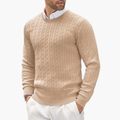 Men's Crew Neck Sweater - Classic Cable Knit