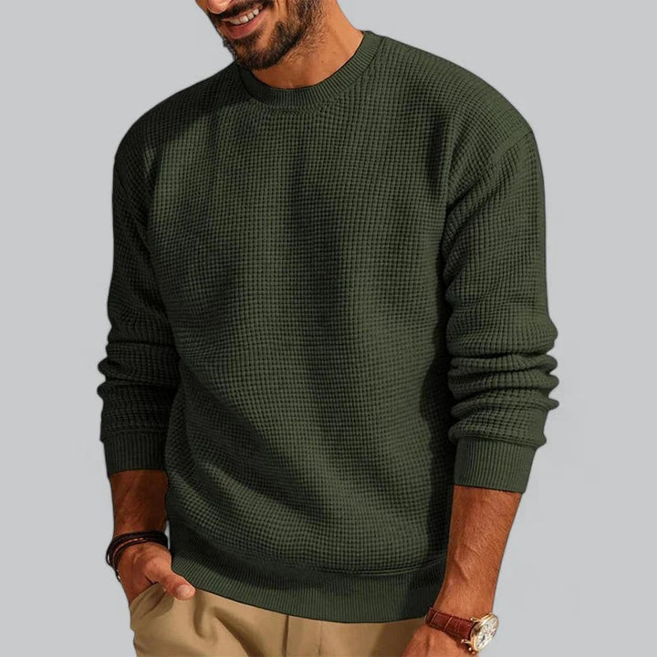 Men's Crew Neck Sweater - Classic Winter Knit - Green