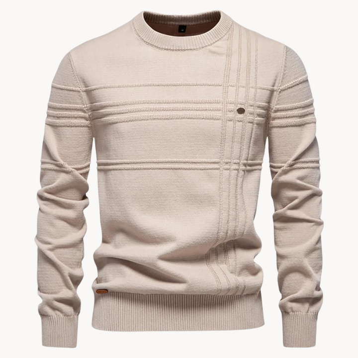 Men's Crew Neck Sweater - Warm Winter Essential - Beige
