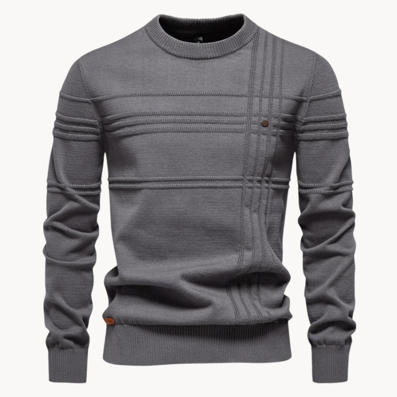 Men's Crew Neck Sweater - Warm Winter Essential - Charcoal