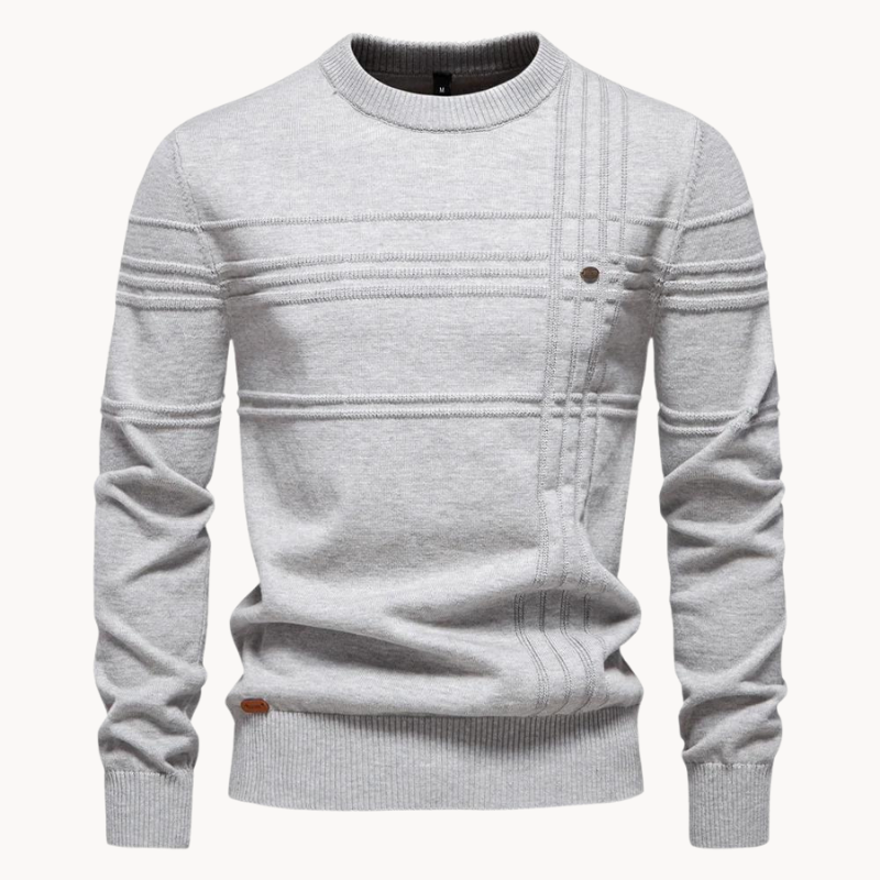 Men's Crew Neck Sweater - Warm Winter Essential - Grey