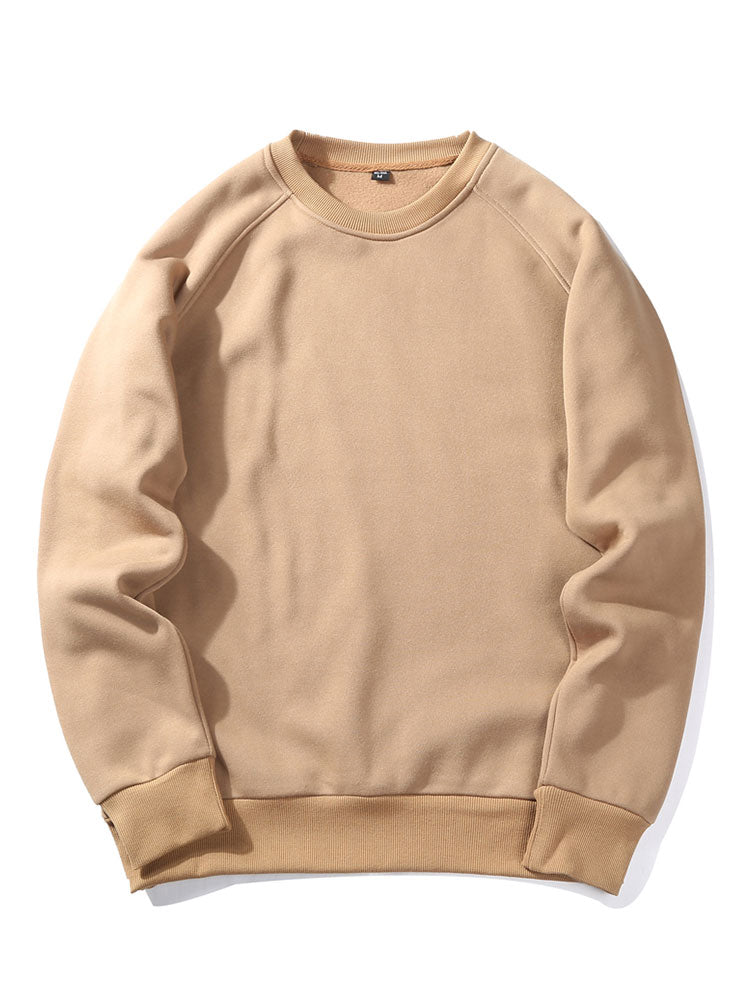 Men's Crew Neck Sweatshirt – Relaxed Fit Raglan Pullover - Beige