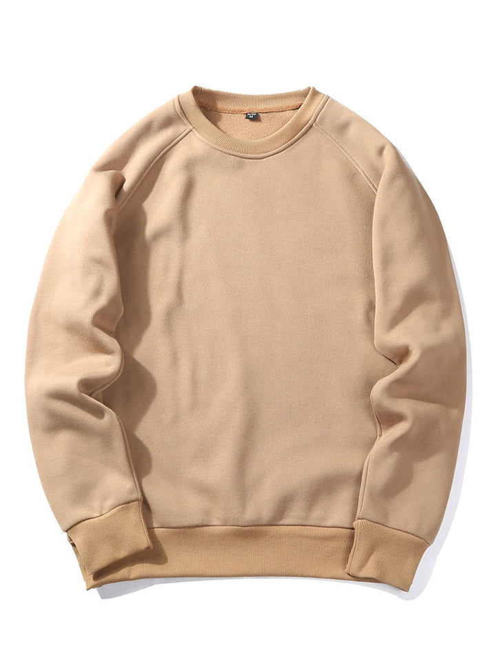 Men's Crew Neck Sweatshirt – Relaxed Fit Raglan Pullover - Beige
