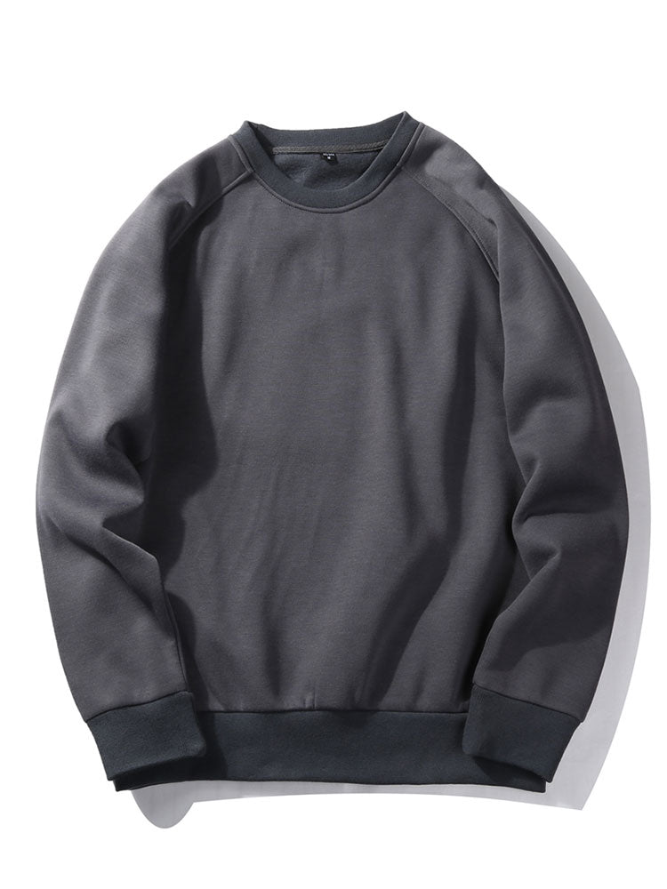 Men's Crew Neck Sweatshirt – Relaxed Fit Raglan Pullover - Grey