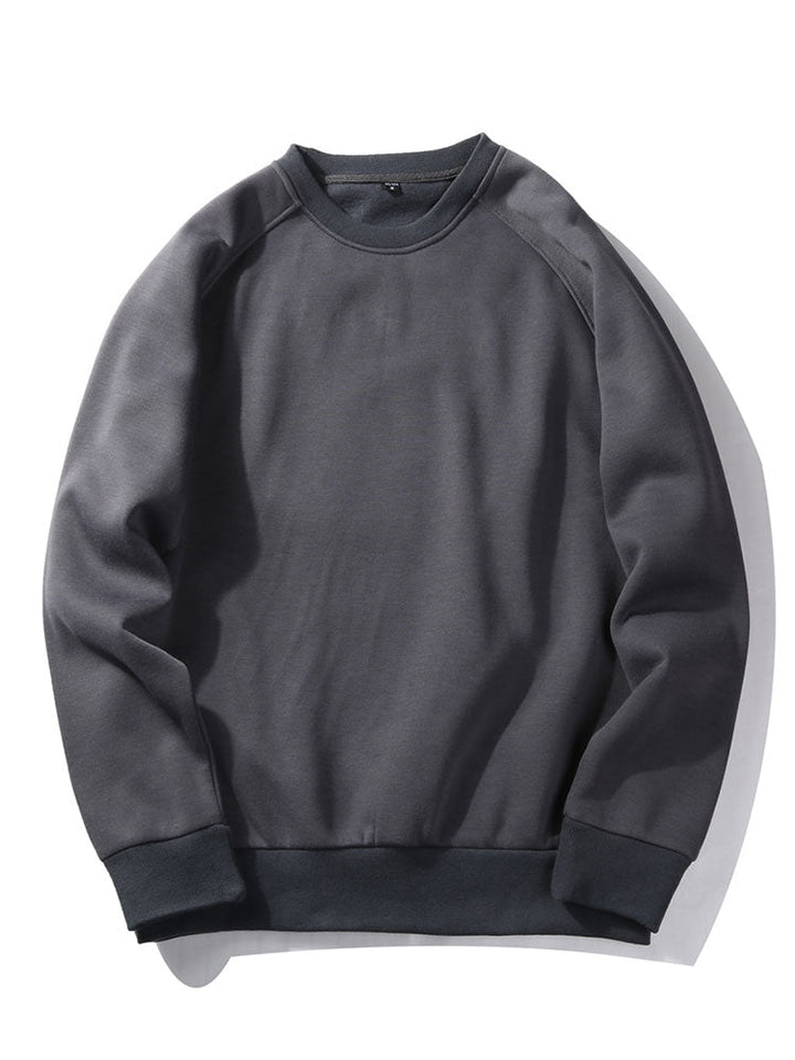 Men's Crew Neck Sweatshirt – Relaxed Fit Raglan Pullover - Grey