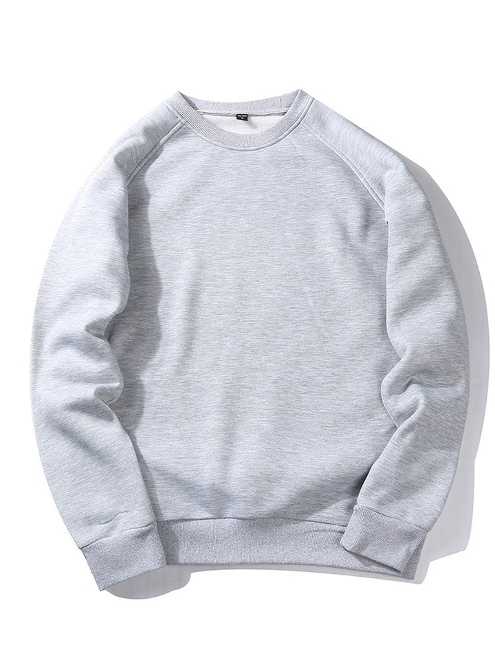 Men's Crew Neck Sweatshirt – Relaxed Fit Raglan Pullover - Light Grey