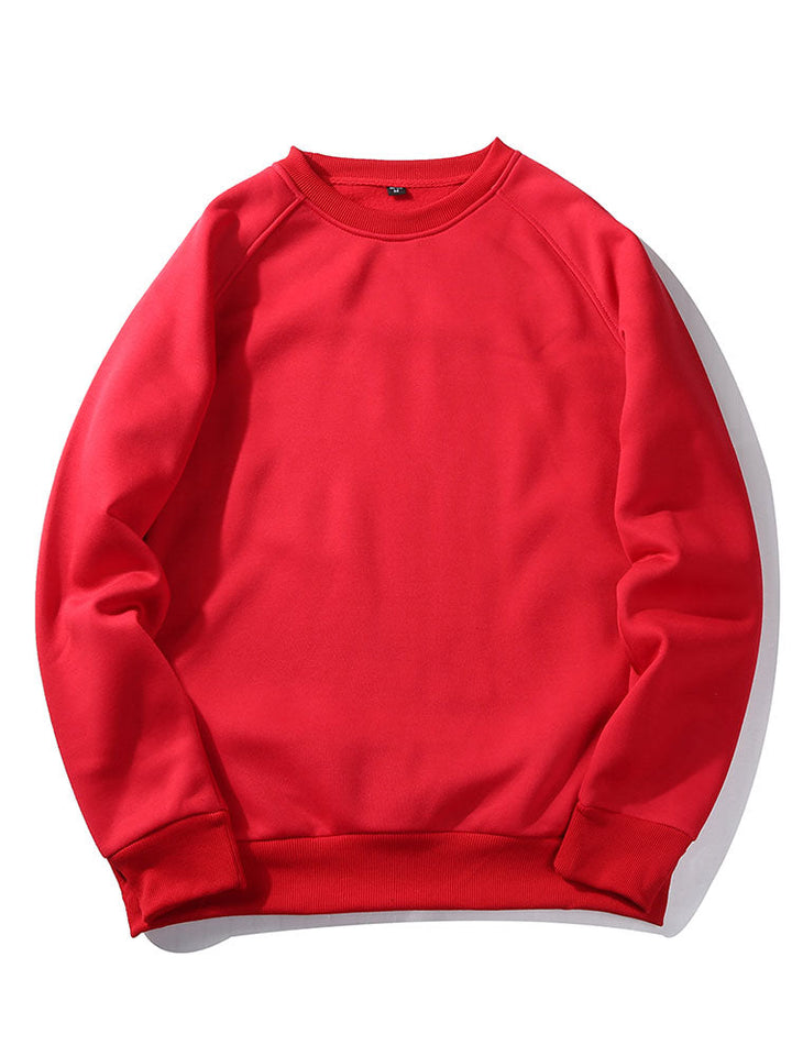 Men's Crew Neck Sweatshirt – Relaxed Fit Raglan Pullover - Red