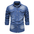 Men's Denim Shirt - Slim Fit Cotton Stretch