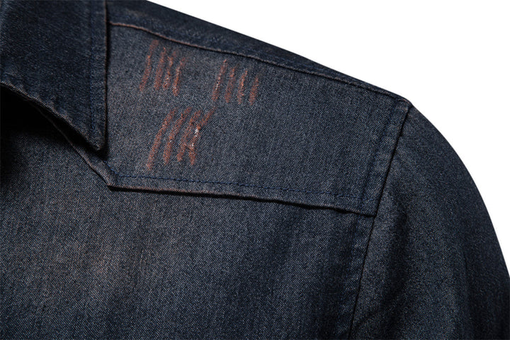 Men's Denim Shirt - Slim Fit Cotton Stretch