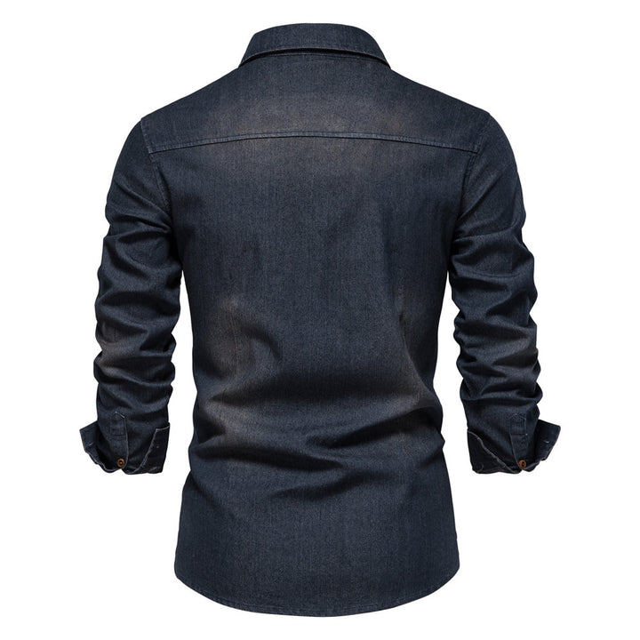 Men's Denim Shirt - Slim Fit Cotton Stretch