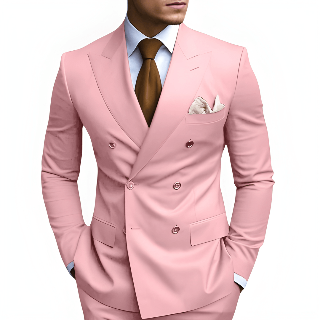 Men's Double-Breasted Suit - Slim Fit Elegance