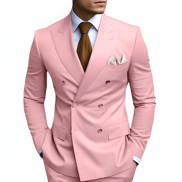 Men's Double-Breasted Suit - Slim Fit Elegance
