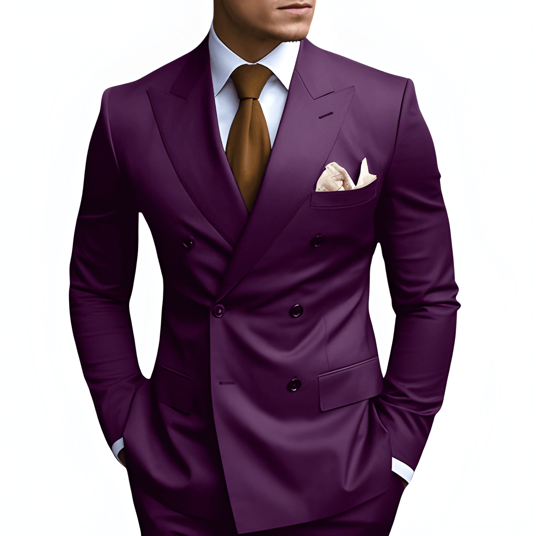 Men's Double-Breasted Suit - Slim Fit Elegance