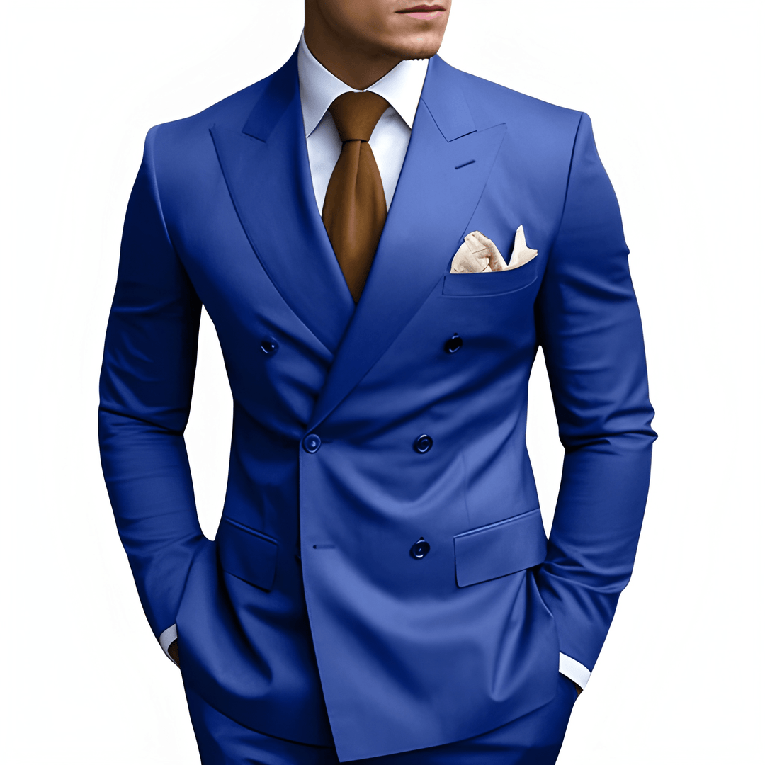 Men's Double-Breasted Suit - Slim Fit Elegance