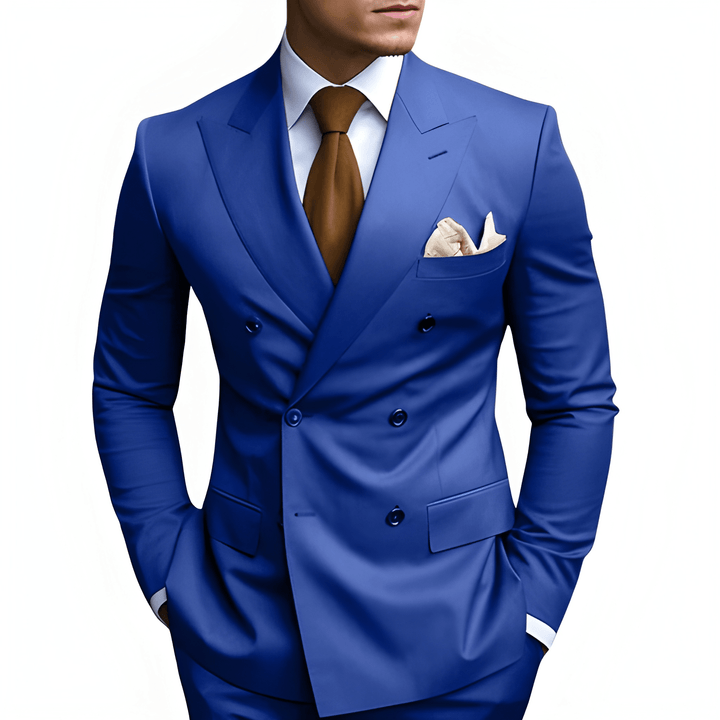 Men's Double-Breasted Suit - Slim Fit Elegance