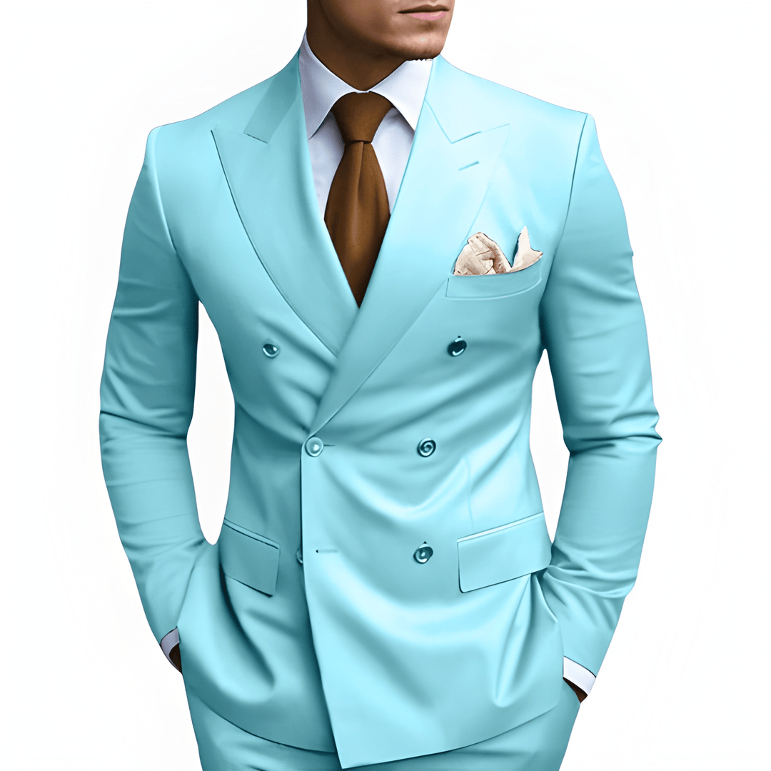 Men's Double-Breasted Suit - Slim Fit Elegance