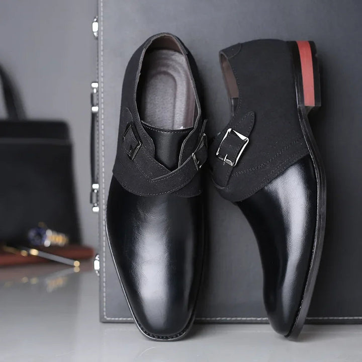 Men's Double Monk Strap Loafers - Breathable Vegan Leather