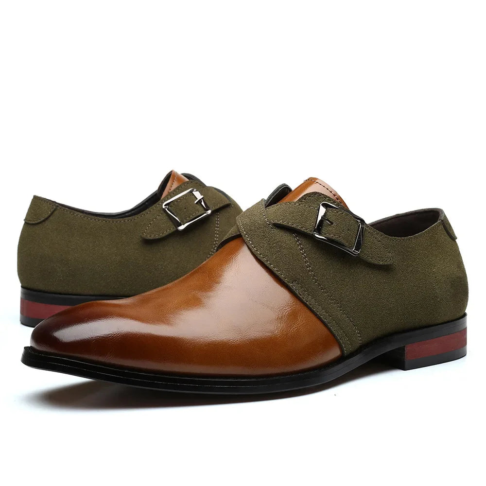 Men's Double Monk Strap Loafers - Breathable Vegan Leather