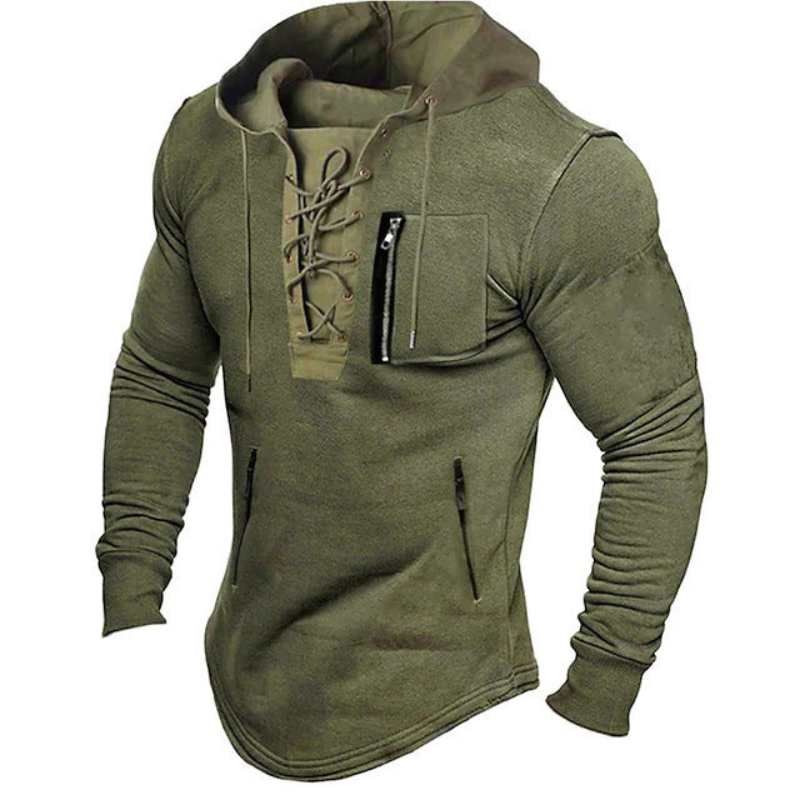 Men's Drawstring Hoodie - Slim Fit Casual Sweatshirt - Green